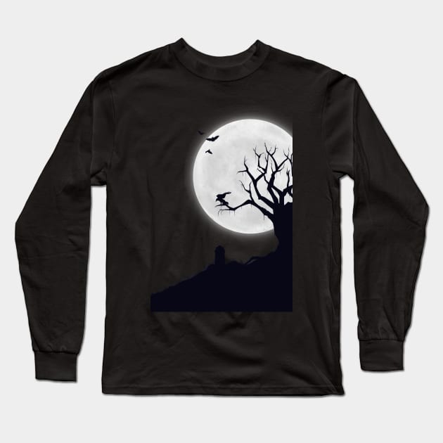 Graveyard illustration Long Sleeve T-Shirt by artoffaizan